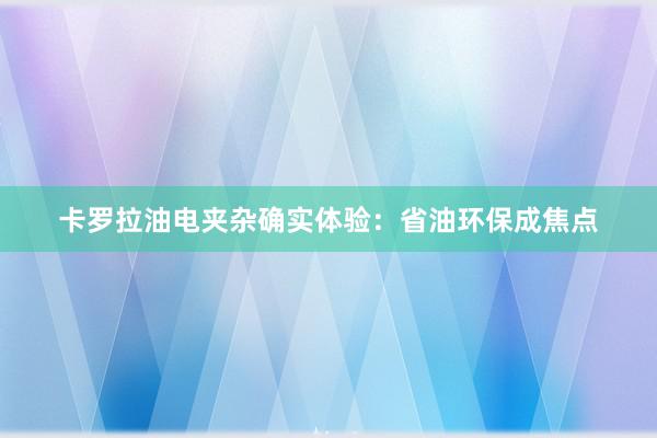 卡罗拉油电夹杂确实体验：省油环保成焦点